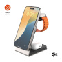 FIXED MagPowerstation Alu 2 3v1 magnetický bezdrôtový stojan pre iPhone / Apple Watch / AirPods - 15W - titánový