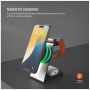 FIXED MagPowerstation Alu 2 3v1 magnetický bezdrôtový stojan pre iPhone / Apple Watch / AirPods - 15W - titánový