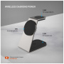 FIXED MagPowerstation Alu 2 3v1 magnetický bezdrôtový stojan pre iPhone / Apple Watch / AirPods - 15W - titánový