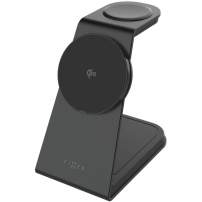 FIXED MagPowerstation Alu 2 3v1 magnetický bezdrôtový stojan pre iPhone / Apple Watch / AirPods - 15W - čierny
