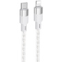 Hoco X99 Crystal Junction silikónový priehľadný nabíjací a dátový kábel USB-C/Lightning na iPhone/iPad/iPod/AirPods - 1 m - šedý