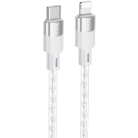 Hoco X99 Crystal Junction silikónový priehľadný nabíjací a dátový kábel USB-C/Lightning na iPhone/iPad/iPod/AirPods - 1 m - šedý