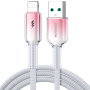 JOYROOM S-A42 Crystal Clear opletený nabíjací a dátový kábel - USB-A na Lightning - 1,2 m - bieloružový