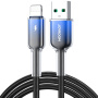JOYROOM S-A42 Crystal Clear opletený nabíjací a dátový kábel - USB-A na Lightning - 1,2 m - čiernomodrý