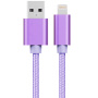 Opletený dátový a nabíjací kábel USB-A 2.0 / Lightning pre iPhone / iPad / iPod / AirPods - 2 m - purpurový