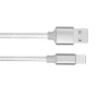 Opletený dátový a nabíjací kábel USB-A 2.0 / Lightning pre iPhone / iPad / iPod / AirPods - 2 m - strieborný
