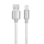 Opletený dátový a nabíjací kábel USB-A 2.0 / Lightning pre iPhone / iPad / iPod / AirPods - 2 m - strieborný