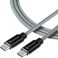 Tactical Fast Rope Aramid nabíjací a dátový kábel 100 W USB-C / USB-C na iPhone/iPad/MacBook/AirPods - 1 m - šedý