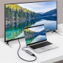 YME68 9v1 hub - slot na SD / TF kartu / HDMI / 3,5 mm jack / 2x USB-C / 3x USB-A na USB-C pre MacBook - sivý