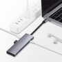 YME68 9v1 hub - slot na SD / TF kartu / HDMI / 3,5 mm jack / 2x USB-C / 3x USB-A na USB-C pre MacBook - sivý