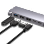 YME68 9v1 hub - slot na SD / TF kartu / HDMI / 3,5 mm jack / 2x USB-C / 3x USB-A na USB-C pre MacBook - sivý