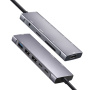 YME68 9v1 hub - slot na SD / TF kartu / HDMI / 3,5 mm jack / 2x USB-C / 3x USB-A na USB-C pre MacBook - sivý