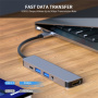 ENKAY 5v1 hub - HDMI / 3,5 mm jack / USB-C / 2x USB-A na USB-C - sivý