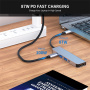 ENKAY 5v1 hub - HDMI / 3,5 mm jack / USB-C / 2x USB-A na USB-C - sivý