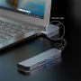 ENKAY 5v1 hub - HDMI / 3,5 mm jack / USB-C / 2x USB-A na USB-C - sivý