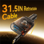 JOYROOM CCL07 sada autonabíjačky s portami USB-C / USB-A a výsuvného kábla USB-C - 45W - 0,8 m - tmavo šedá