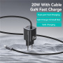 USAMS CC261 sada adaptéra s portom USB-C a integrovaného kábla USB-C - 20W - 1,2 m - tmavo šedá
