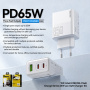 WEKOME WP-U66 GaN rýchlonabíjací adaptér s portami 2x USB-C / USB-A - 65W - biely