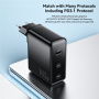 ESSAGER PST-140C2A GaN rýchlonabíjací adaptér s portami 2x USB-C / USB-A - 140W - čierny