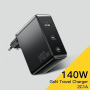 ESSAGER PST-140C2A GaN rýchlonabíjací adaptér s portami 2x USB-C / USB-A - 140W - čierny