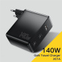 ESSAGER PST-140C2A GaN rýchlonabíjací adaptér s portami 2x USB-C / USB-A - 140W - čierny