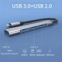 4v1 mini hub - 3x USB-A 2.0 / USB-A 3.0 na USB-C - sivý