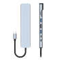 BYL-2017L 8v1 hub - slot na SD / TF kartu / RJ45 / HDMI / 2x USB-C / 2x USB-A na USB-C - sivý