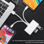 NK-1032 Pro 5v1 redukcia s čítačkou kariet - slot na SD / TF kartu / Lightning / 2x USB-A na USB-C / Lightning / USB-A - biela