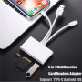 NK-1032 Pro 5v1 redukcia s čítačkou kariet - slot na SD / TF kartu / Lightning / 2x USB-A na USB-C / Lightning / USB-A - biela