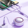 WEKOME Star Series 3v1 výsuvný nabíjací a dátový kábel - USB-A na USB-C / Lightning / micro USB - 1,2 m - fialový