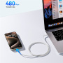 WEKOME WDC-21 opletený nabíjací a dátový kábel - USB-C na USB-C - 1 m - fialový