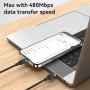 Yesido CA188 opletený nabíjací a dátový kábel - USB-C na USB-C - 30 cm - čierny