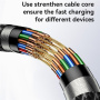 Yesido CA189 opletený nabíjací a dátový kábel - USB-C na Lightning - 1,2 m - čierny