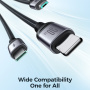 JOYROOM S-A21 3v1 univerzálny opletený nabíjací kábel - USB-C na USB-C / Lightning / micro USB - 1,2 m - čierny