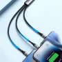 JOYROOM S-A21 3v1 univerzálny opletený nabíjací kábel - USB-C na USB-C / Lightning / micro USB - 1,2 m - čierny
