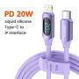 Toocki TQ-X55 nabíjací a dátový kábel - USB-C na Lightning - 1 m - fialový