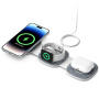 YM-T1 3v1 bezdrôtová MagSafe nabíjačka pre iPhone / Apple Watch / AirPods - 15W - tmavo šedá