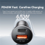 ESSAGER ES-CC15 mini autonabíjačka s portami USB-C / USB-A - 45W - tmavo sivá