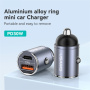 USAMS US-CC206 autonabíjačka s portami USB-C / USB-A - 30W - šedá