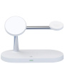 T268 3v1 magnetický bezdrôtový stojan s lampou pre iPhone / Apple Watch / AirPods - 15W - biely