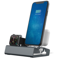 Hliníková stanica 3v1 pre iPhone / Apple Watch / AirPods - sivá