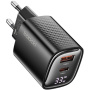 Toocki TCT33 GaN rýchlonabíjací adaptér s displejom a portami USB-C / USB-A - 33W - čierny