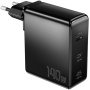 ESSAGER PST-140C2A GaN rýchlonabíjací adaptér s portami 2x USB-C / USB-A - 140W - čierny