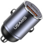 USAMS US-CC206 autonabíjačka s portami USB-C / USB-A - 30W - šedá