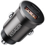 ESSAGER ES-CC15 mini autonabíjačka s portami USB-C / USB-A - 45W - tmavo sivá