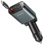 JOYROOM CCL07 sada autonabíjačky s portami USB-C / USB-A a výsuvného kábla USB-C - 45W - 0,8 m - tmavo šedá