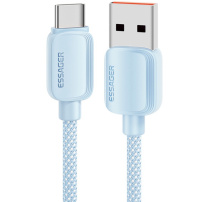 ESSAGER ES-X46 opletený nabíjací a dátový kábel - USB-A na USB-C - 1 m - modrý