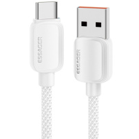 ESSAGER ES-X46 opletený nabíjací a dátový kábel - USB-A na USB-C - 1 m - strieborný