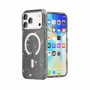 Transparentný kryt s trblietkami a MagSafe pre iPhone 17 Pro - sivý