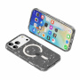 Transparentný kryt s trblietkami a MagSafe pre iPhone 17 Pro - sivý